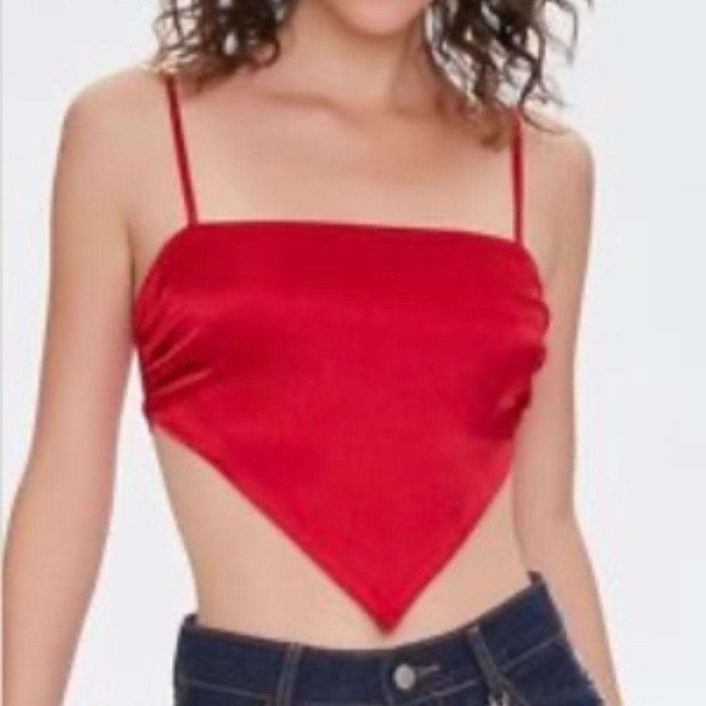 FOREVER 21 Satin Handkerchief Cami - Red